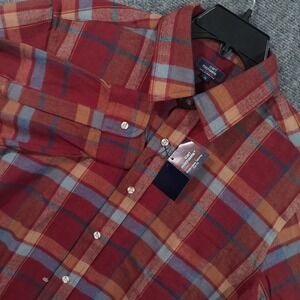 Vintage Carl Michaels Shirt Mens Medium Red Plaid Long Sleeve Button Up Flannel